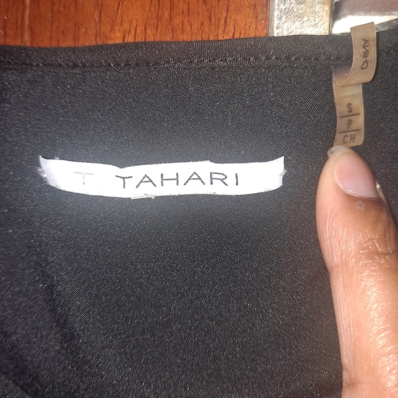 Tahari Small black & blue floral crochet knit jacket - Picture 4 of 5